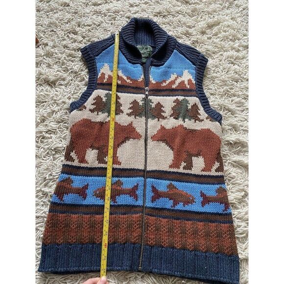 Woolrich Womens Zip Up Shawl Collar Sweater Yellowstone Here I Come Small Vest - Picture 4 of 14